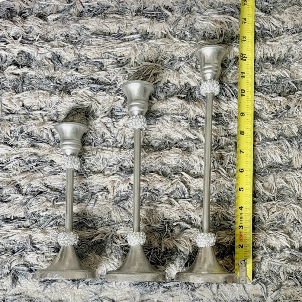 Crystal Champagne Bucket, Faux Fur Bottle Sleeve, 3 Candle Stands & Snuffer Set